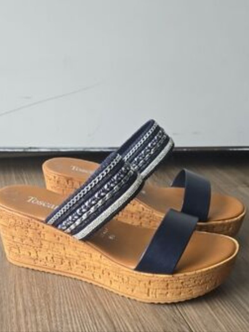 Toscanelle Gracelin Wedge Sandals With Rhinestones Emblellished Black 8